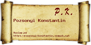 Pozsonyi Konstantin névjegykártya